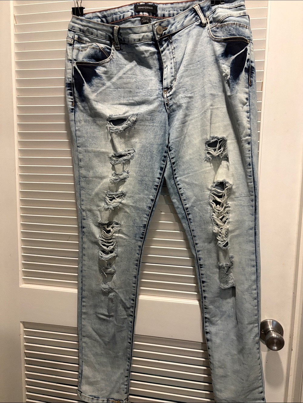 Ashley Stewart Light Wash Distressed Skinny Jeans